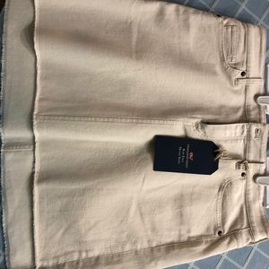 Raw edge denim skirt